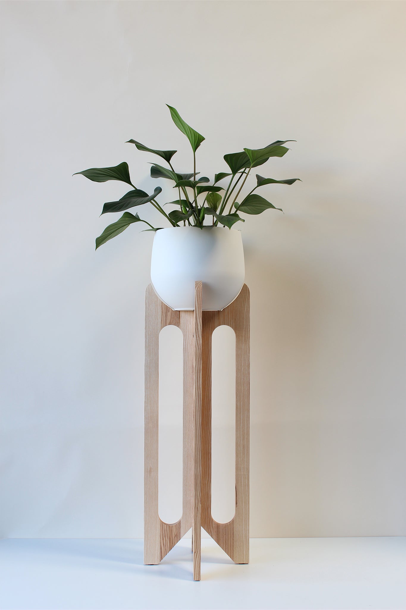 scandi inspired tall modern plant stand and pot