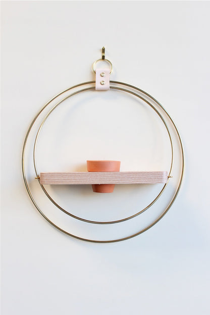 circular gold wall mounted hanging planter for air plants